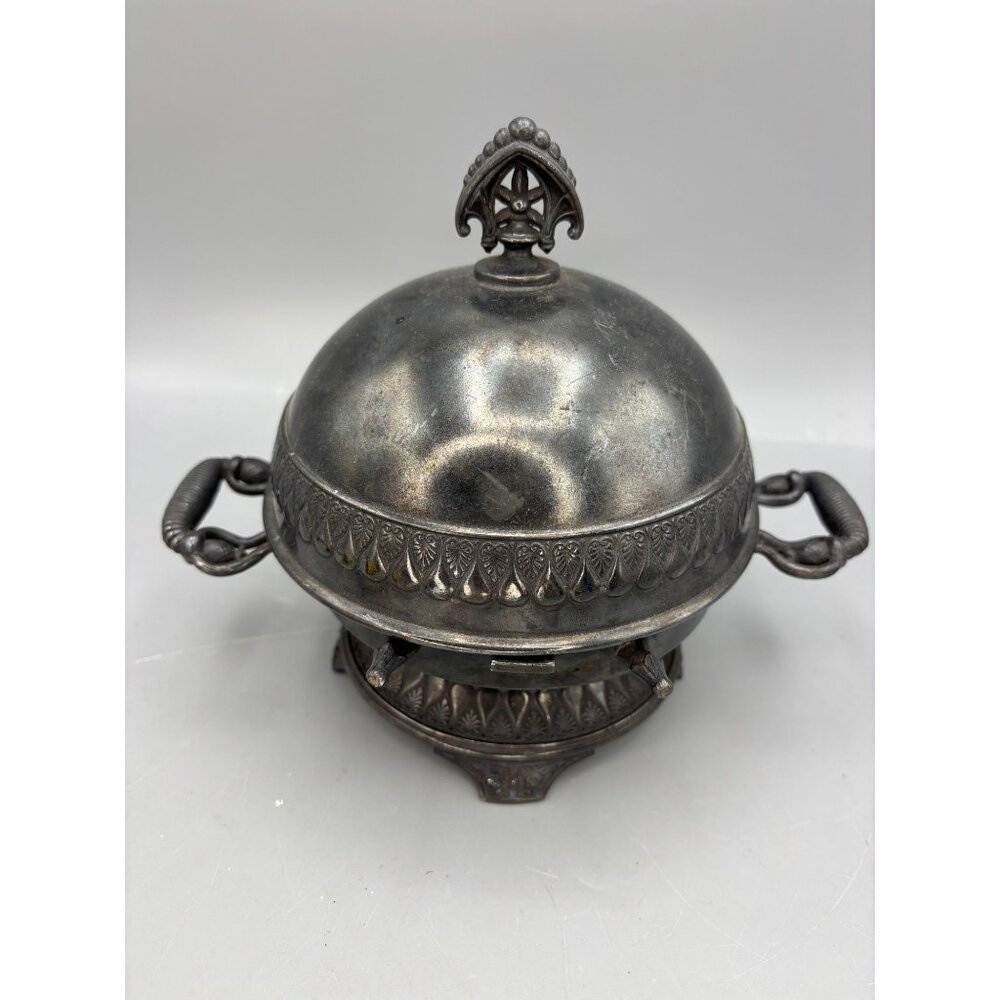 1880s Butter Dome Wilcox Silverplate Meriden Quadruple Cows Maiden Footed